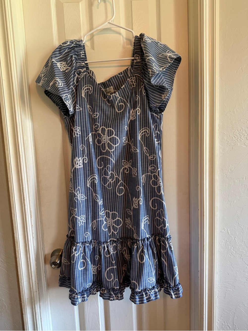 Blue Floral Stripe Dress